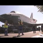 Space Shuttle Endeavour Traveling Through the Streets of Los Angeles