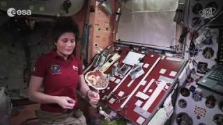 Cooking in space: mackerel, quinoa and leek cream tortilla