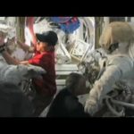 ESA astronauts working on the ISS