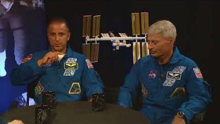 NASA Administrator Bridenstine Chats with Astronauts Acaba and Vande Hei