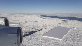 Flight Over a Rectangular Iceberg in the Antarctic
