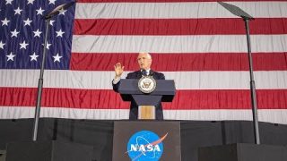 Vice President Mike Pence addresses employees at NASA’s Langley Research Center
