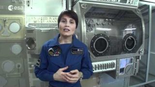 ESA astronaut Samantha Cristoforetti addresses Space Lab winners