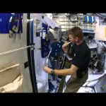 Tim Peake brushing his teeth in space