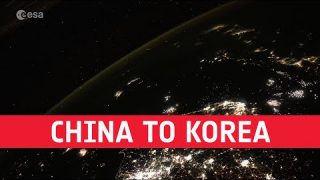 China to Korea at night timelapse