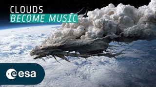 A dragon made of clouds is singing to Earth